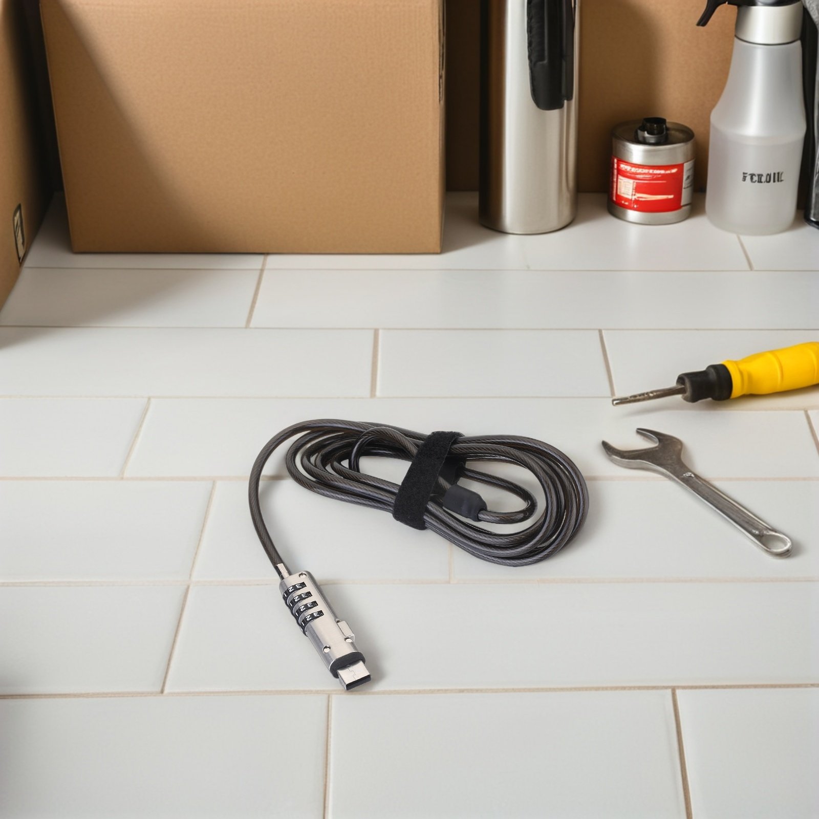 Cabo de segurança portátil em  - Cable Lock Flexible avaliação e preço